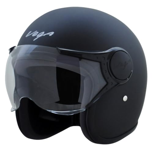 Vega Jet ISI DOT Certified Matt Finish Open Face Helmet for Men and Women with Clear Vi…