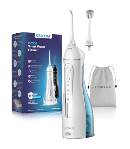 ORACURA® Smart PLUS Water Flosser® OC200 LITE White with 2 Nozzle tips | Portable & Rec…