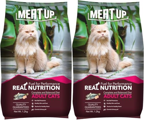 Meat Up Adult Dry Cat Food (2 x 1.2kg) Total 2.4Kg | Ocean Fish Flavour | Maintains Uri…