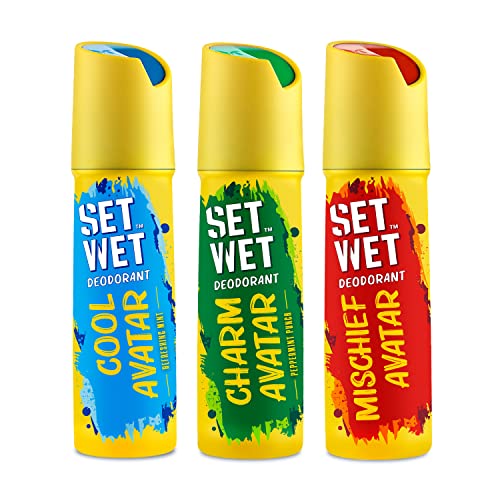 SET WET Deodorant Spray Perfume Cool, Charm & Mischief Avatar for men, 150ml (Pack of 3)
