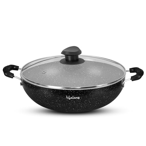 Lifelong Non-Stick Frying Kadai with Glass Lid | 2.5 Litre & 24 cm Induction and Gas Co…