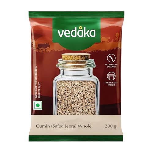 Amazon Brand - Vedaka Cumin (Safed Zeera) Whole | 200 g | Jeera Seeds | No Artificial C…