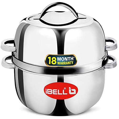 iBELL Stainless Steel Rice Cooker Pot, 1.5 kg Induction Based Thermal Steam Pot with Ru…