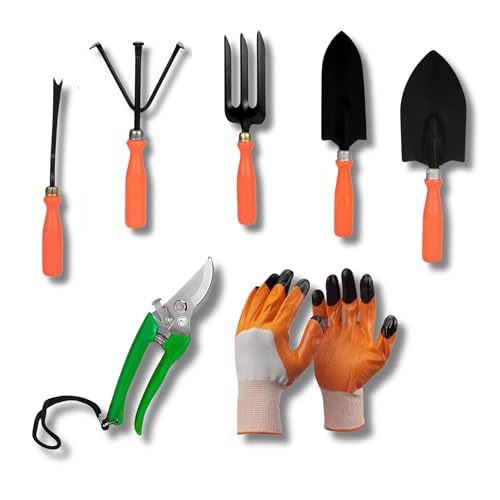 Kraft Seeds Home Tools, 7Pcs Gardening Tools Kit for Home Garden - (Cultivator, Fork, T…