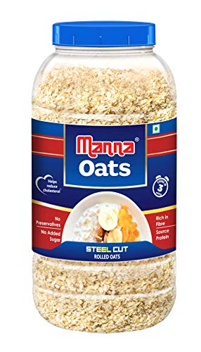 Manna Oats 1Kg Jar, White oats. Source of protein and high in fibre.