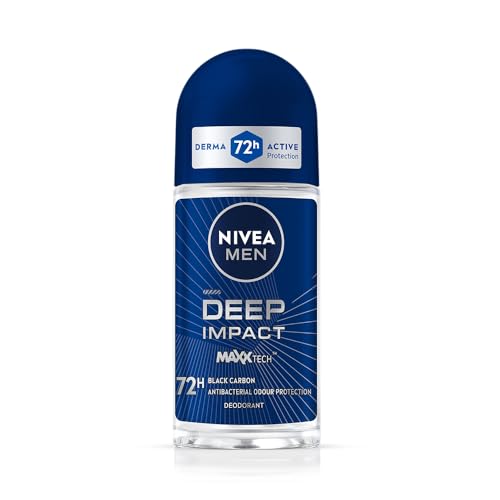 NIVEA MEN Deep Impact Freshness Underarm Roll On Deodorant for Men with Black Carbon |…