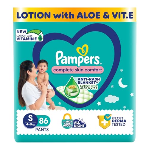 Pampers Complete Skin Comfort Pants, (S) 86 Count, Anti-rash blanket, Lotion with Vitam…