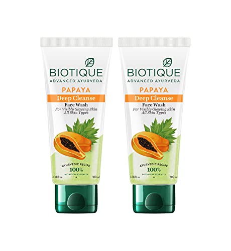 Biotique Papaya Deep Cleanse Face Wash | Gentle Exfoliation | Visibly Glowing Skin | 10…