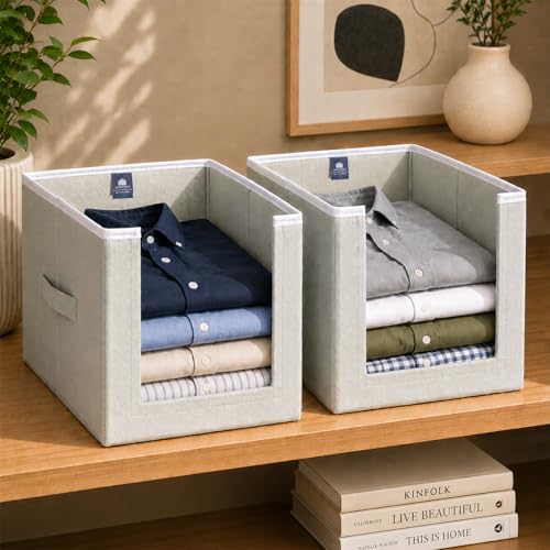 HomeStrap Set Of 2 Non Woven Inside Shirt Stacker/Cloth Storage Foldable Wardrobe/Close…
