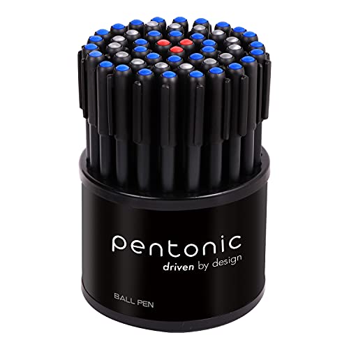 Pentonic 0.7mm Ball Point Pen Tumbler Pack | Black Body | Blue, Black & Red Ink | Pack…