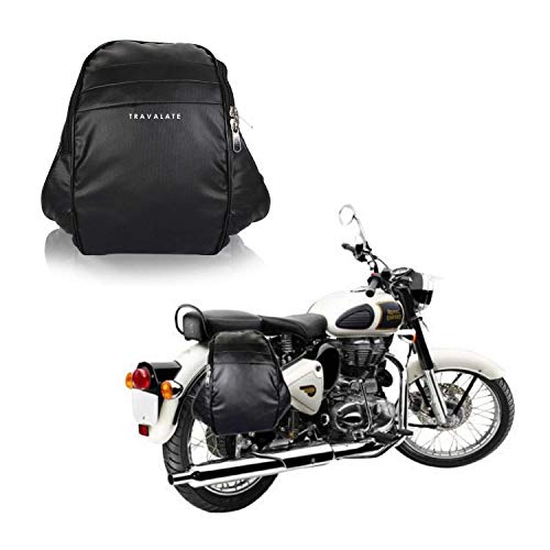 TRAVALATE® Polyester Water-Resistant Universal Motorcycle Saddle Bag Black
