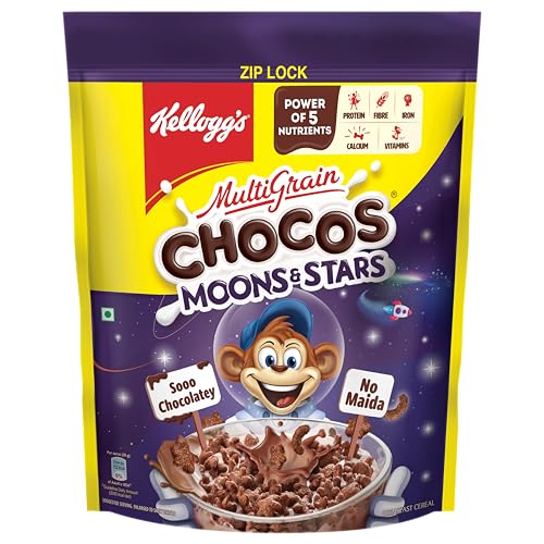 Kellogg's Chocos Moons & Stars, With Whole Grain, Source Of Fibre, High In Calcium & Pr…