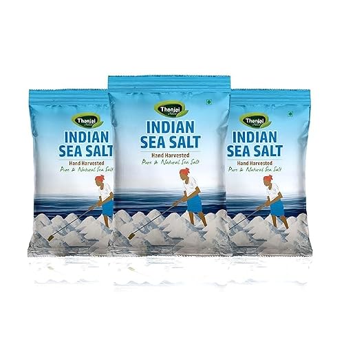 Thanjai Natural Indian Sea Salt, 3KG (1KG x 3 Packs) | Coarse Crystal Salt | Traditiona…