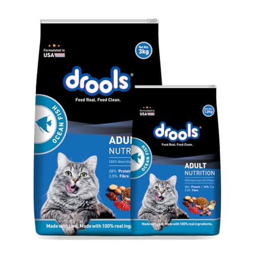 Drools Adult Dry Cat Food 3kg with 1.2kg, Total 4.2 kg Pack | Ocean Fish Flavour | Supp…