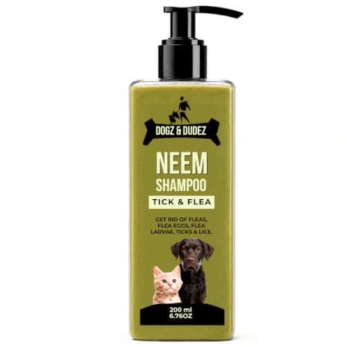 Dogz & Dudez Natural Neem Anti Tick and Flea Dog Shampoo 200ml | for All Types of Dog &…