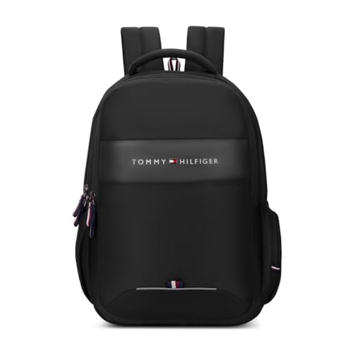 Tommy Hilfiger Joshua Polyester Unisex 15 Inch Laptop Backpack - Black | 21 Ltr Capacit…