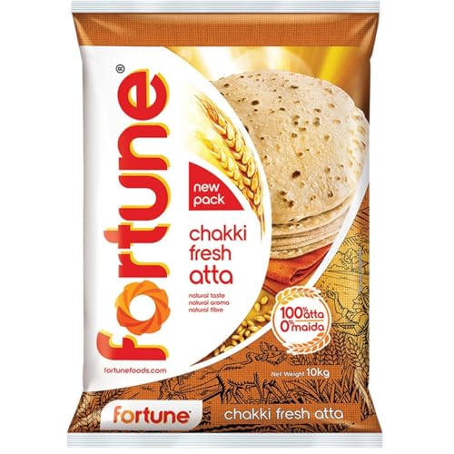Fortune Chakki Fresh Atta, 10 kg, 100% Atta 0% Maida