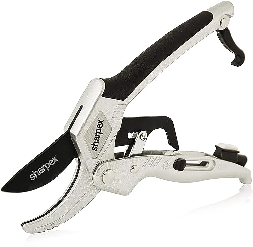 Sharpex Professional Ratchet Pruning Shears – Anvil Type with 3-Stage Ratcheting Mechan…