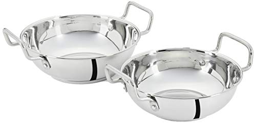 Amazon Brand - Solimo Stainless Steel Induction Bottom Kadhai Set | Set of 2 | Size 18…