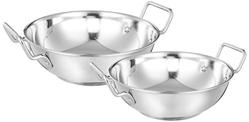 Amazon Brand - Solimo Stainless Steel Induction Bottom Kadhai Set size 22 cm, 27 cm (2…