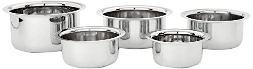 Amazon Brand - Solimo Tope Set of 5 | Stainless Steel | 420 ml, 550 ml, 840 ml, 1150 ml…