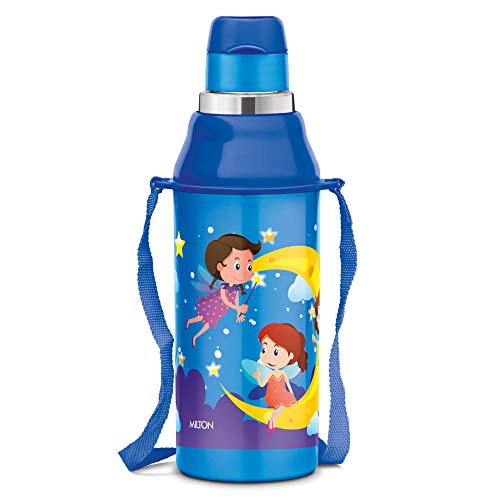 MILTON Kool Steelight 400 Kids Plastic Insulated Water Bottle with Straw, 380 ml, Sippe…