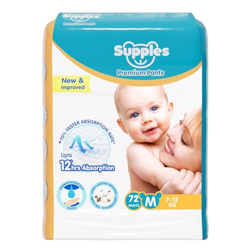 Amazon Brand - Supples Premium Baby Diaper Pants | 72 Baby Diapers | Medium | 7-12 Kg |…