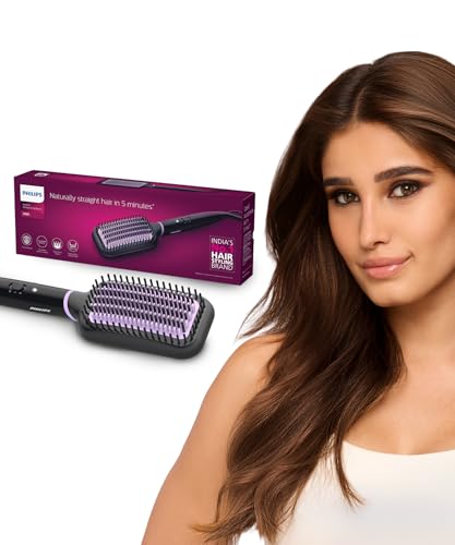 Philips India's No.1 Hair Styling Brand -Hair Straightener Brush, Naturally Straight in…