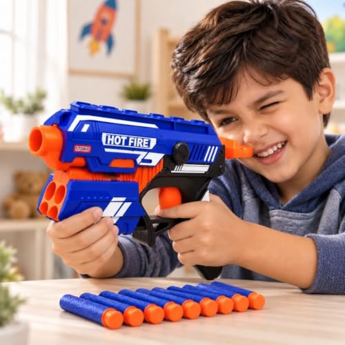 Storio Blaze Storm Hot Fire Soft Bullet Gun Toy With 10 Safe Soft Foam Bullets, Fun Tar…