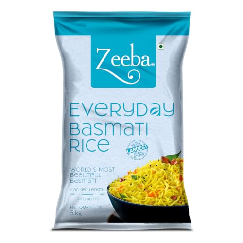 Zeeba Everyday Basmati Rice 5 Kg, Perfect for Everyday Cooking (Cooked length upto 14mm…