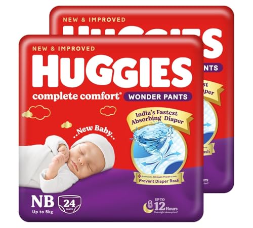 Huggies Complete Comfort Wonder Pants | Pant Style Baby Diapers Newborn Size (NB/XS), 4…
