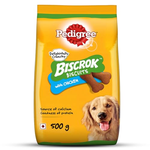 Pedigree Biscrok Biscuits (Above 4 Months) Dog Treats, Chicken Flavour, 500 g, Source o…