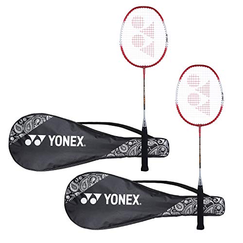 YONEX ZR 100 Light Aluminium Blend Badminton Racquet with Full Cover (Red/Red) - Set of…