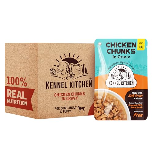 Kennel Kitchen Chicken Chunks in Gravy, 80g (Pack of 12) | Wet Dog Food for Adult & Pup…