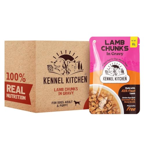 Kennel Kitchen Lamb Chunks in Gravy, 80g (Pack of 12) | Wet Dog Food for Adult & Puppy…