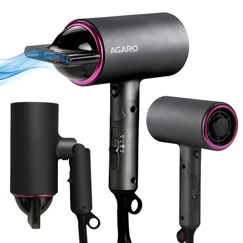 AGARO Premium Hair Dryer with 1400 Watts Motor, 3 Temperature Settings & Cool Shot Butt…