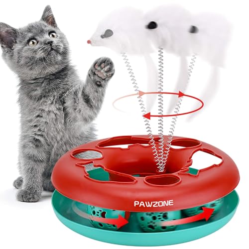 Pawzone Interactive Cat Toys Roller, Spring Cat Toys with Catnip, Kitten Tracks, Pet To…
