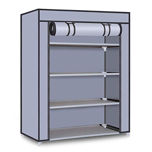Ebee Store Plastic Collapsible Shoe Stand (Grey, 4 Shelves)