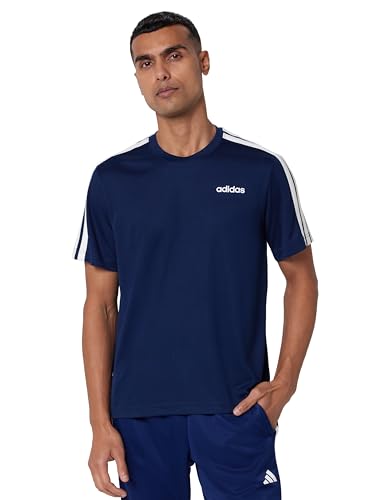 Adidas Men Polyester CLASSIC 3S TEE,Sports T-Shirts,CONAVY , Large