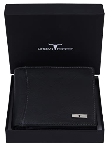 URBAN FOREST Oliver Black Leather Wallet for Men with RFID Protection