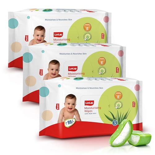 LuvLap Moisturising Wet Wipes without Lid For Baby Skin, Enriched with Aloe Vera, Vitam…