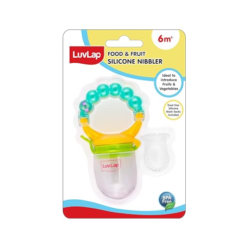 LuvLap Silicone Food/Fruit Nibbler with Extra Mesh, Soft Pacifier/Feeder, Teether for I…