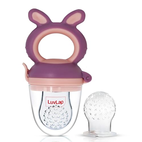 LuvLap Silicone Food/Fruit Nibbler with Extra Mesh, Soft Pacifier/Feeder, Teether for B…