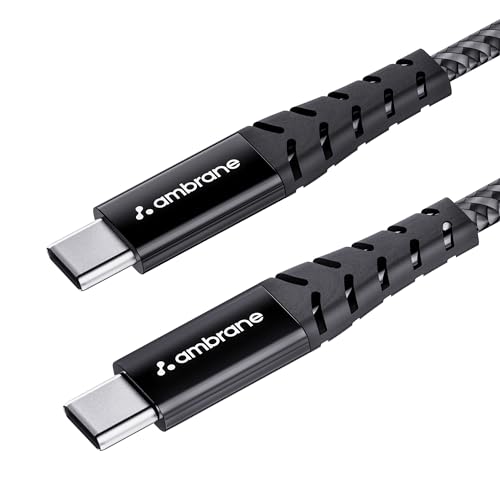 Ambrane Unbreakable 60W Fast Charging 1.5M Braided Type C to Type C Cable for Smartphon…