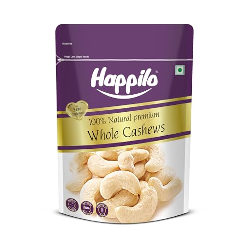 Happilo Premium Natural Whole Cashews 500g Value Pack | Dry Fruits, Kaju, Healthy Snack…