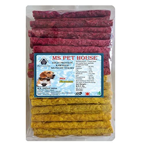 MS PET HOUSE Dog Chew Sticks Munchy Stick Mix Flavours 900 Gram Dogs Snacks, Treats (45…