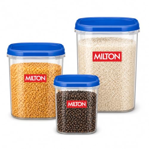 MILTON Quadra Modular Multi-Purpose Plastic Containers with Lid, Set of 3 (1.8L, 2.7L,…