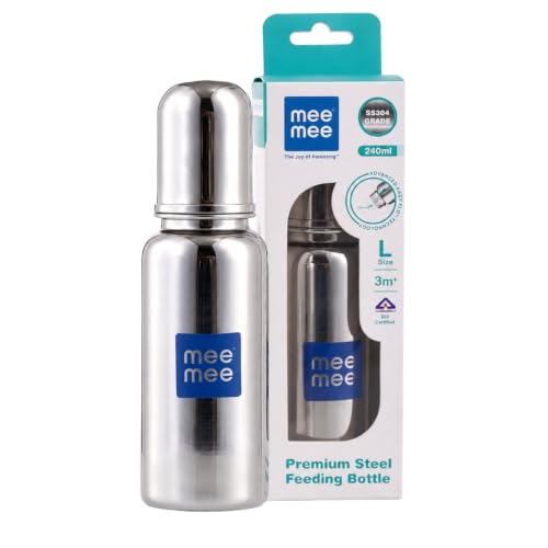 Mee Mee Anti-Colic Stainless Steel Baby Feeding Bottle, Food-Grade Silicone Teat, Wide…