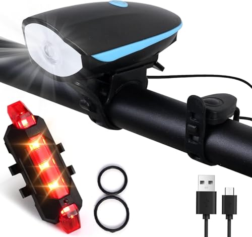 Gadget Deals 2-in-1 Rechargeable Cycle Light and Horn with Cycle Tail Light LED Cycle L…