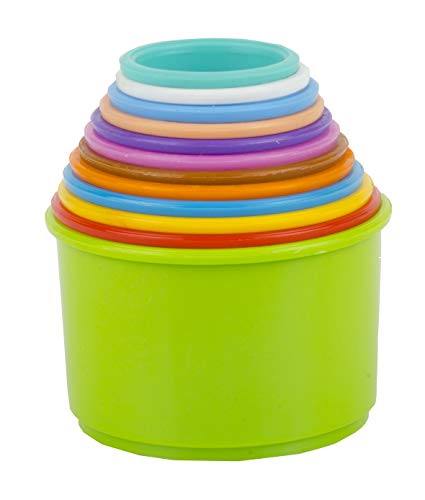 TOY FUN Plastic Build Up Beakers Stacking and Nesting Toy for Kids, Multicolour - 12 Pi…